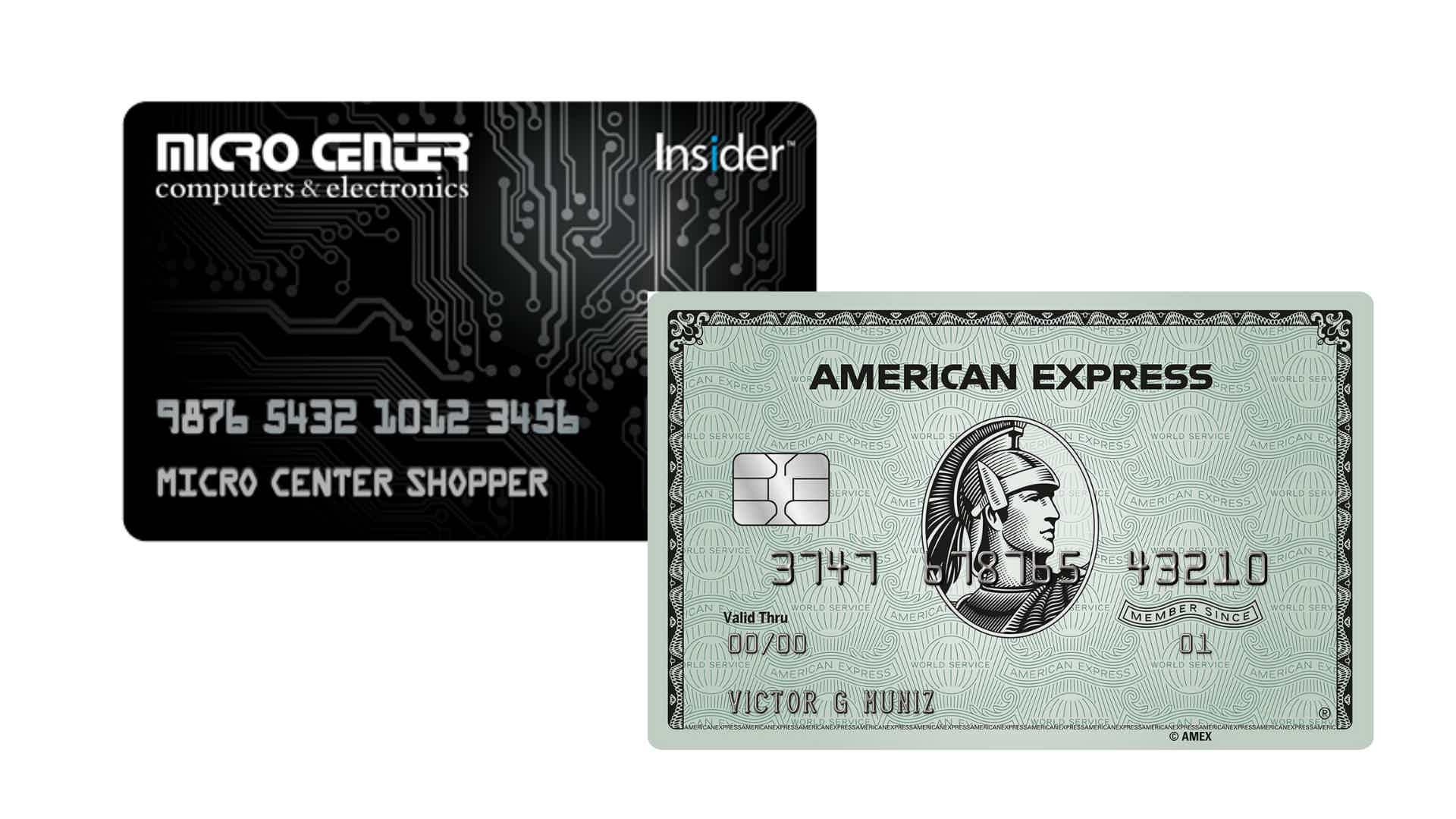 Mas, afinal, o cartão de crédito American Express ou cartão de crédito Microcenter? Fonte: Microcenter / Amex.
