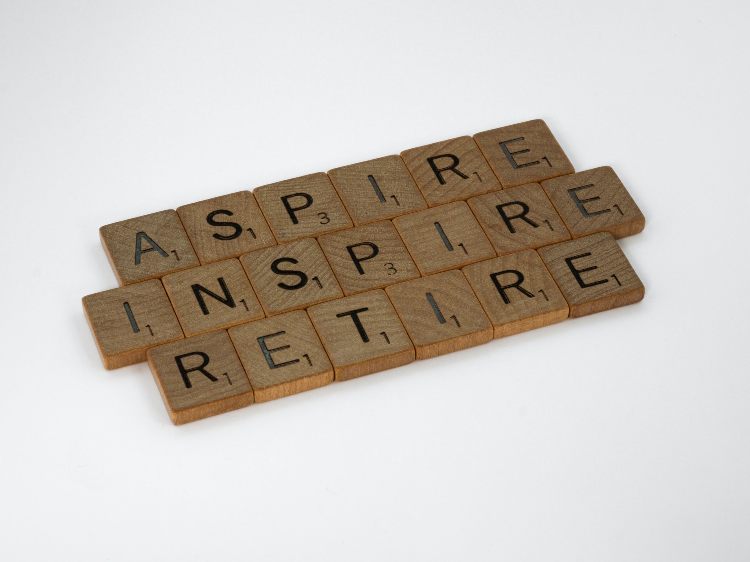 letras formando as palavras: aspire, inspire, retire