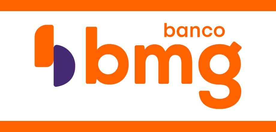 Logo do Banco BMG escrito na cor laranja.