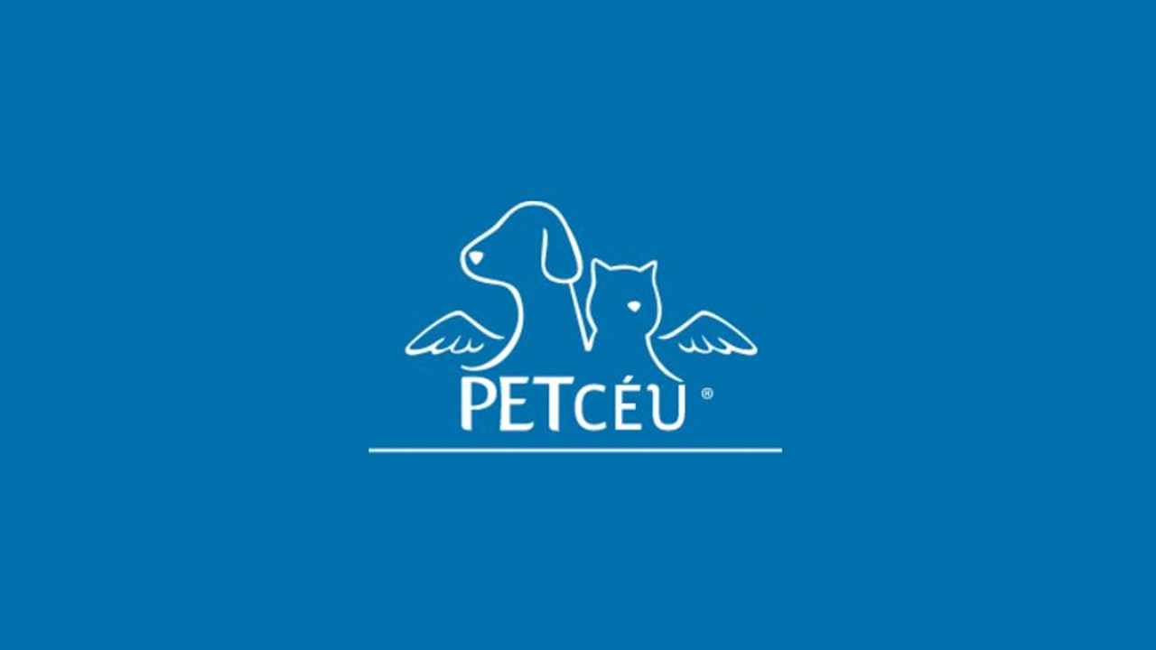 Logo Pet Céu com fundo azul