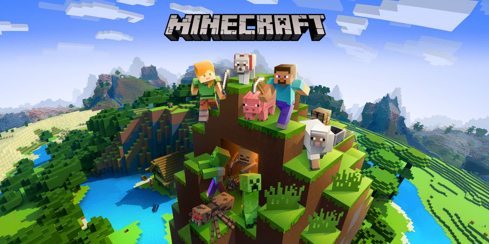 Minecraft, jogos online infantil. | Imagem: Nintendo PT