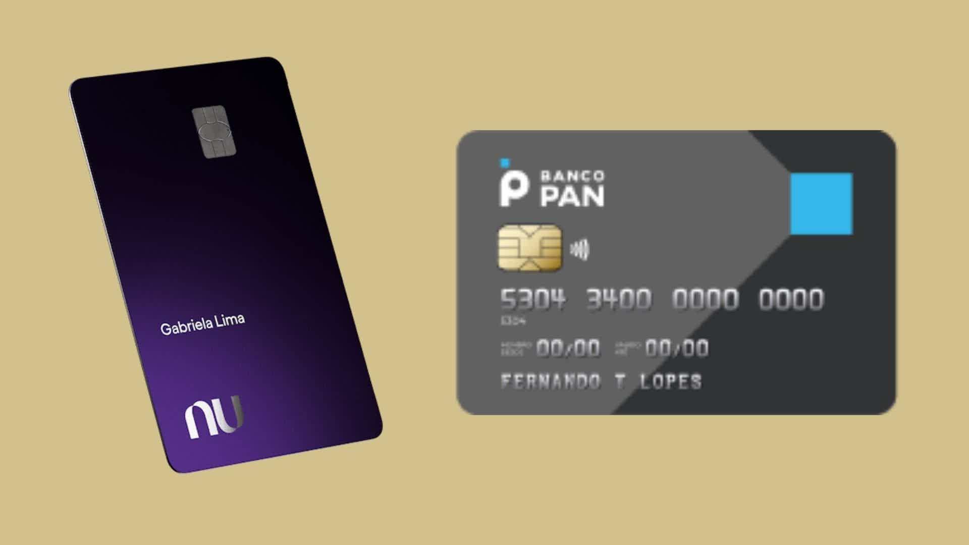 Descubra qual o melhor: cartão Nubank Ultravioleta ou cartão Pan. Fonte: Nubank e Banco Pan.