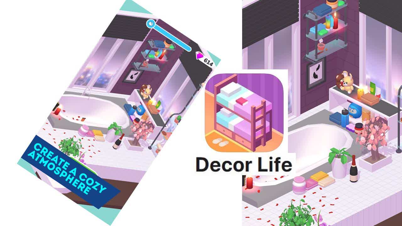 Interface do app e logo do aplicativo decor life