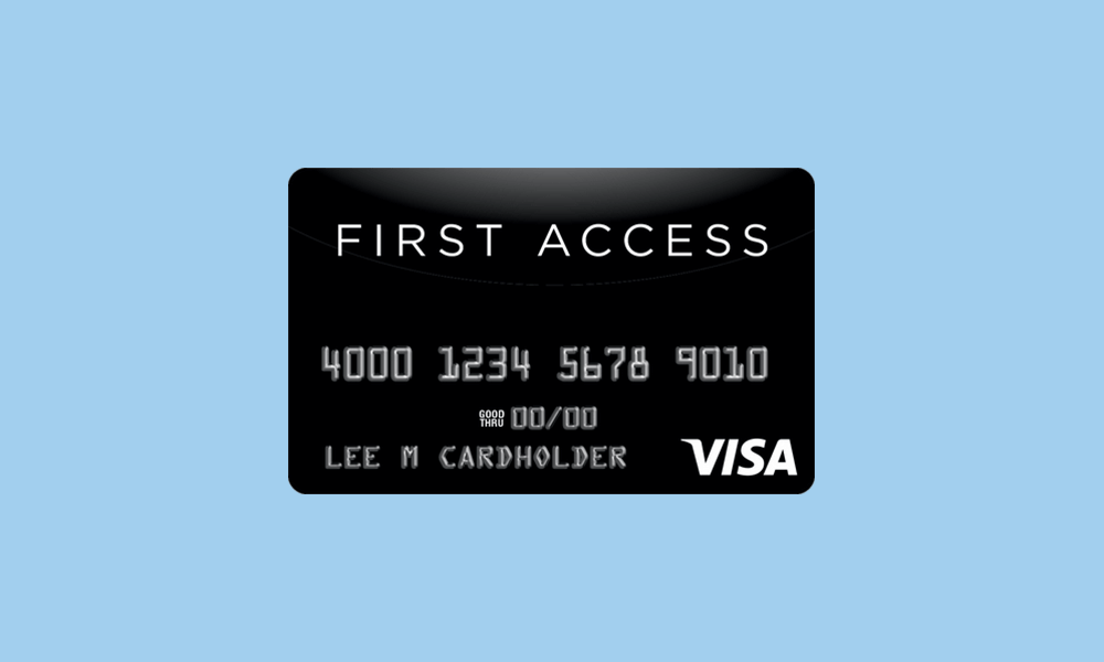 First Access card preto fundo azul