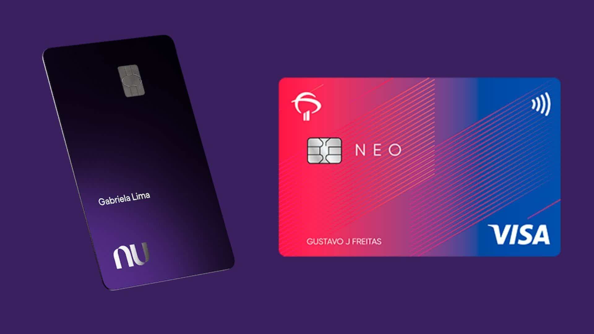 Comparação do cartão Nubank Ultravioleta com Bradesco Neo. Fonte: Nubank | Bradesco.
