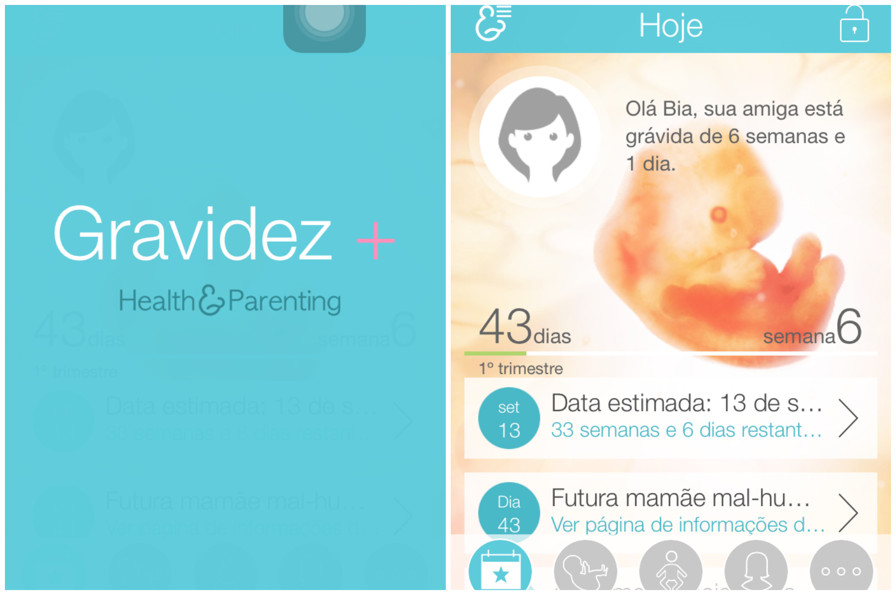 Conheça o aplicativo para grávida Gravidez+. Fonte: Agora Sou Mãe.