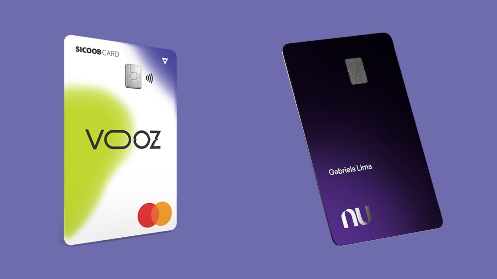 Descubra qual o melhor cartão: Nubank Ultravioleta ou Vooz. Fonte: Sicoob e Nubank.