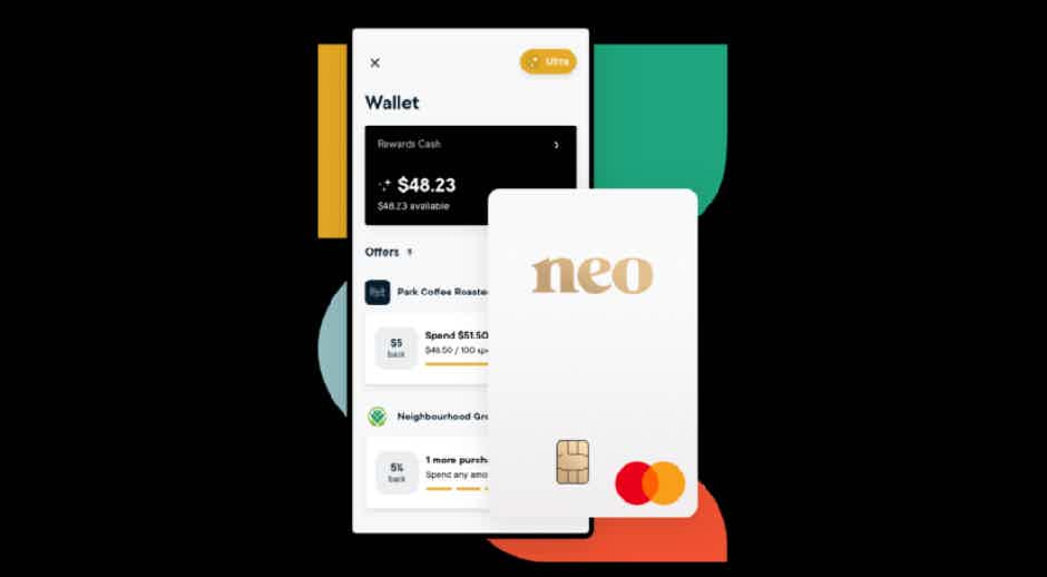 Neo Financial card and a smartphone with Neo Financial's app on the screen