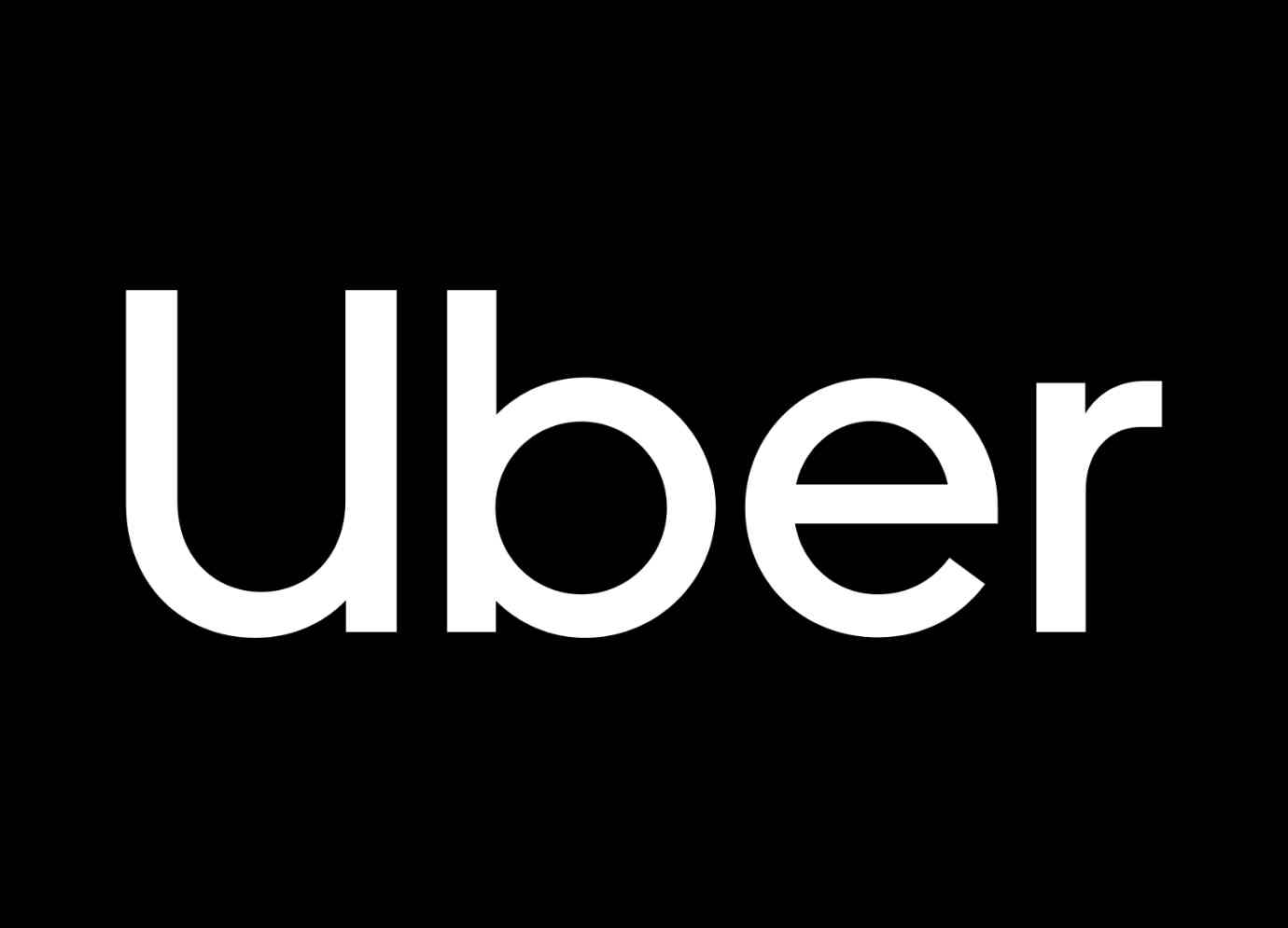 Imagem com fundo em preto escrito Uber em branco no centro