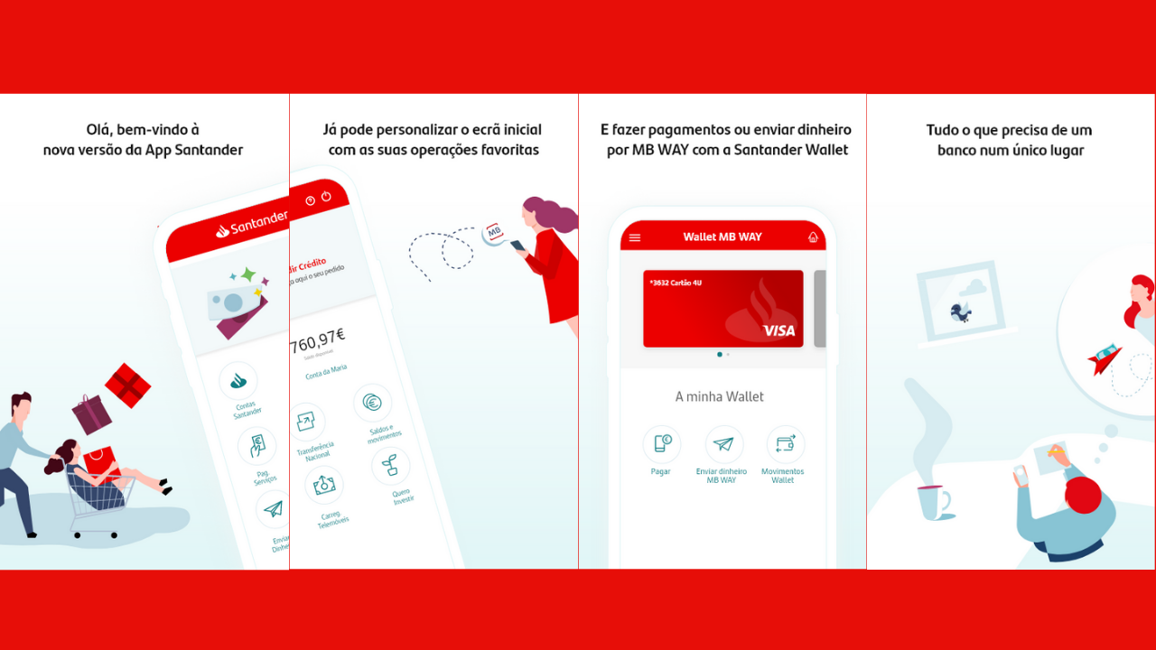 Funcionalidades da app Santander. Fonte: Google Play.