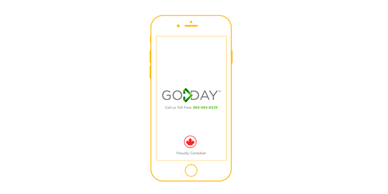 illustration of a smartphone with GoDay Loans's app onscreen