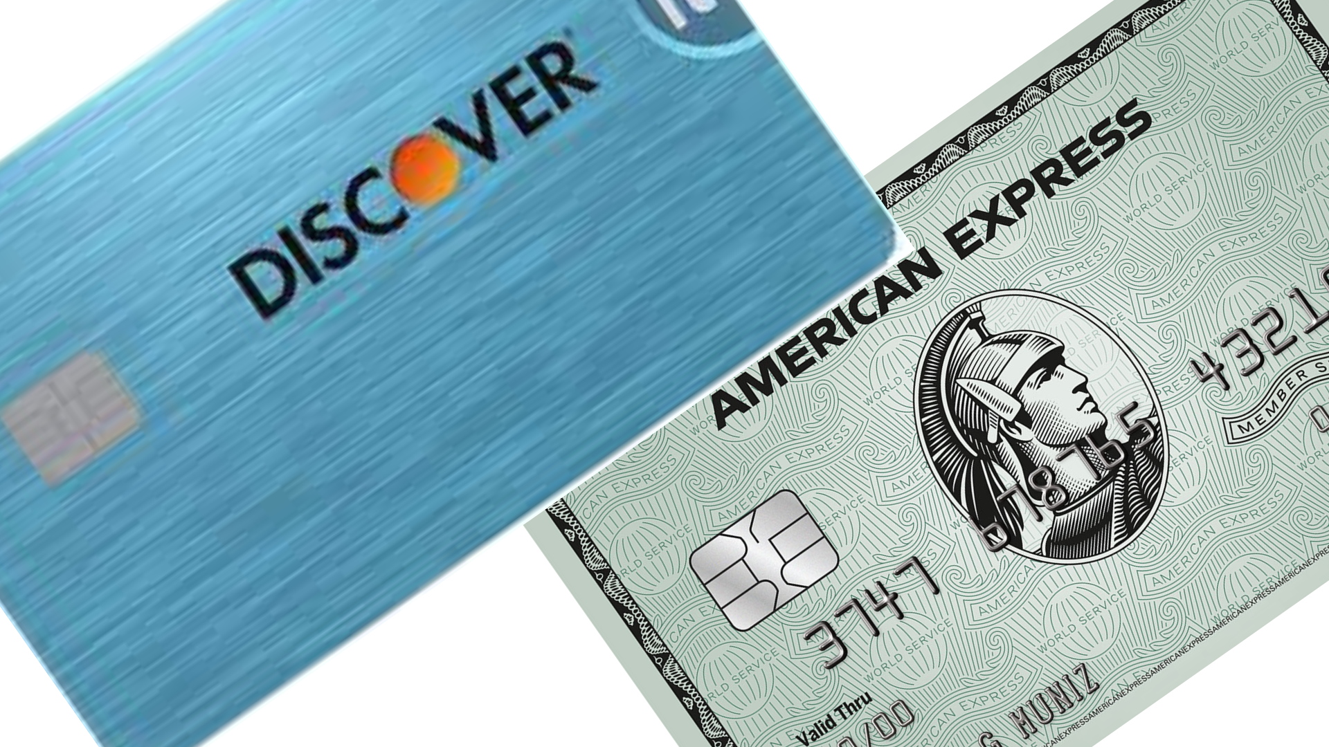 Comparação do cartão American Express Green e cartão Discover It Cashback. Fonte: Discover | American Express.