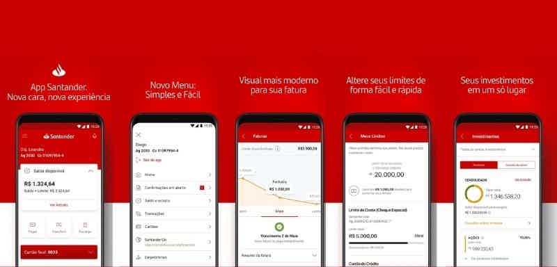 Principais funcionalidades do aplicativo Santander. Fonte: Senhor Finanças / Google Play.