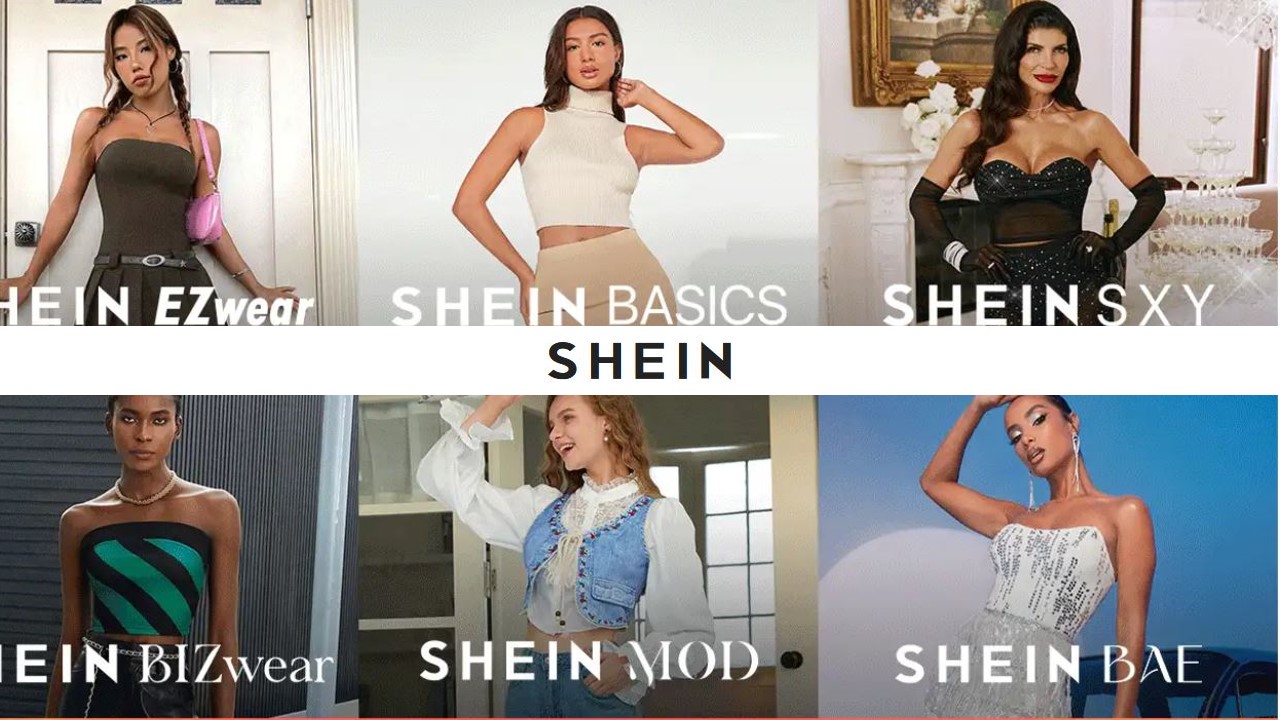 Modelos usando diferentes estilos de roupas Shein