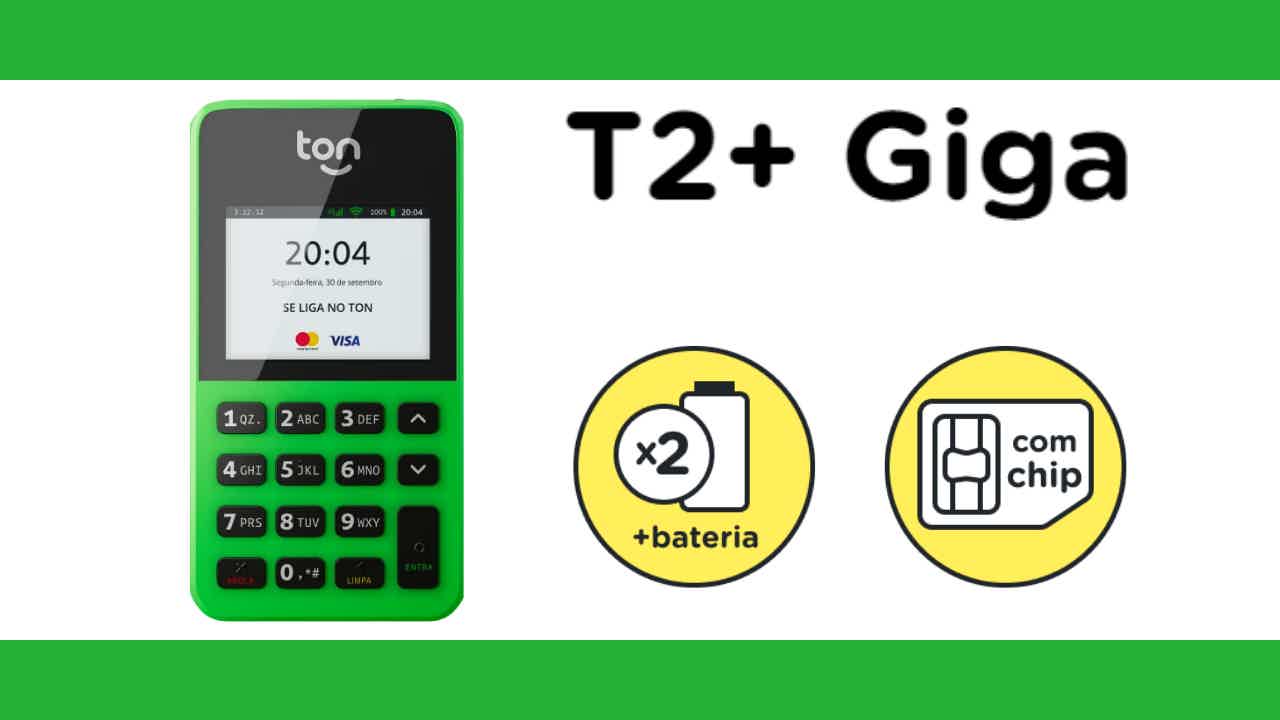 Máquina Ton T2+ Giga, ideal para vendedores ambulantes. Fonte: Ton.