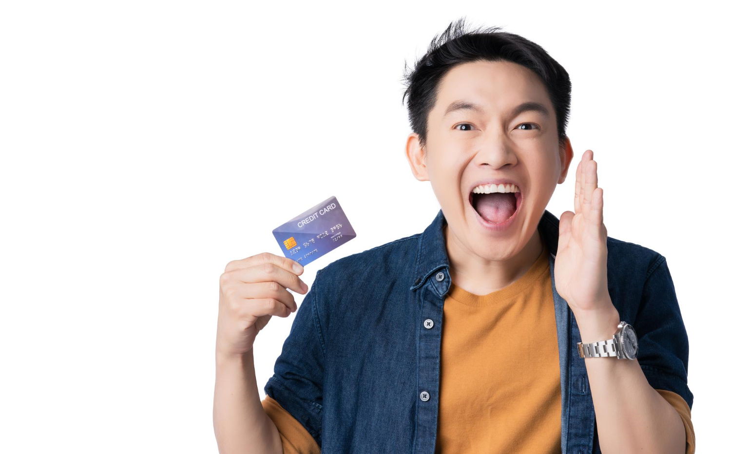 man with secured credit card