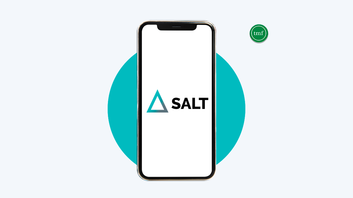 Smartphone with Salt logo on the screen