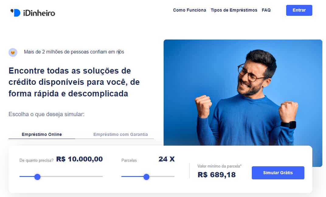 Confira as principais características do empréstimo pessoal do portal iDinheiro! Fonte: iDinheiro.