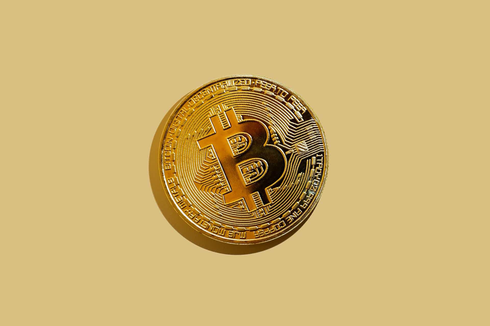 image of one physical Bitcoin coin