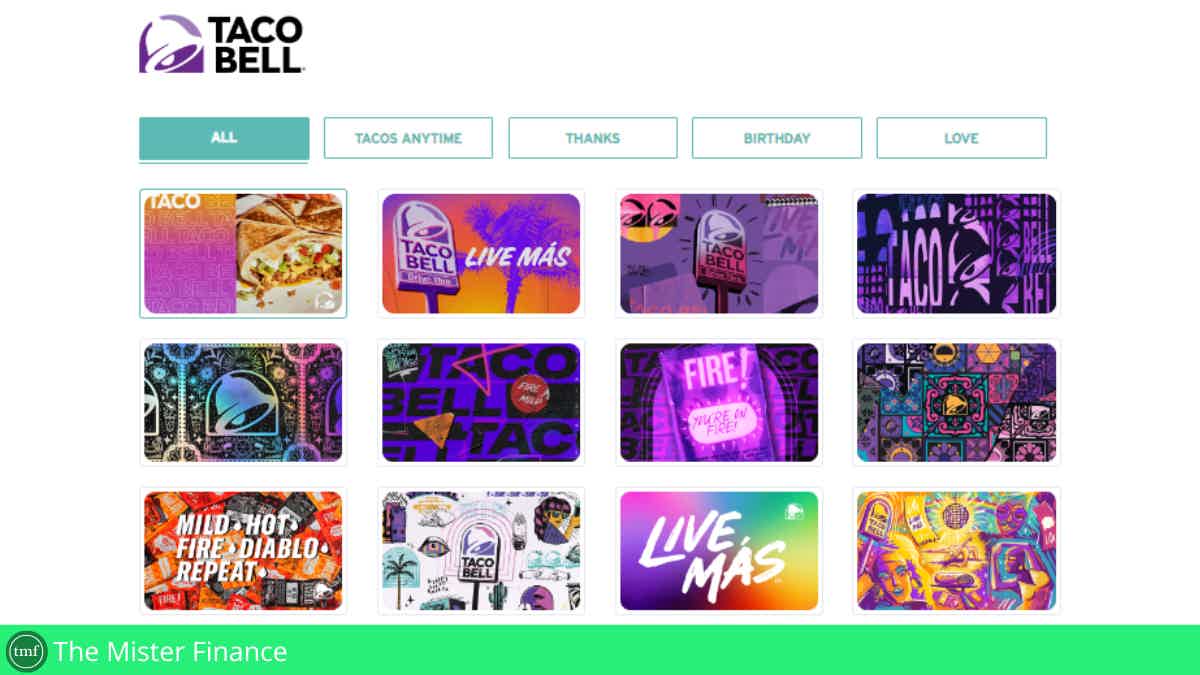 The online version has dozens of beautiful designs to choose from! Source: Taco Bell. 