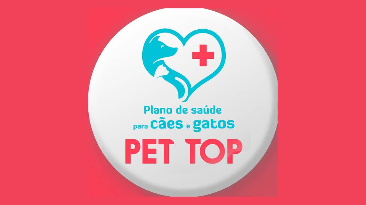 Logo pet top saúde animal fundo rosa